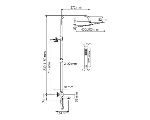 Купить Душевая система WasserKRAFT A199.119.103.010.CH Thermo с термостатом Хром в магазине сантехники Santeh-Crystal.ru