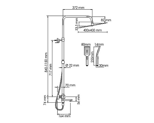 Приобрести Душевая система WasserKRAFT A199.119.126.010.CH Thermo с термостатом Хром в магазине сантехники Santeh-Crystal.ru