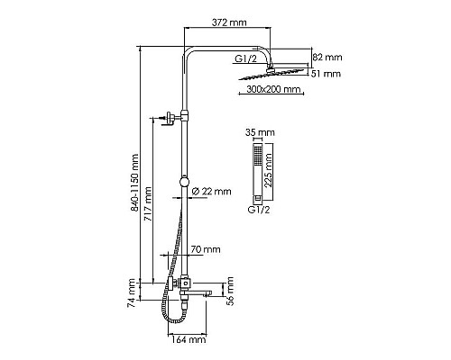 Приобрести Душевая система WasserKRAFT A199.069.103.010.CH Thermo с термостатом Хром в магазине сантехники Santeh-Crystal.ru