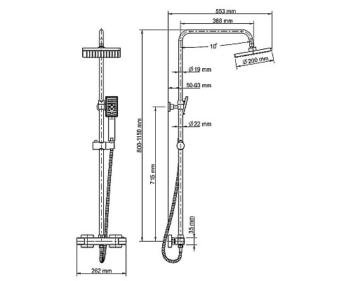 Купить Душевая система WasserKRAFT A15502 с термостатом Хром в магазине сантехники Santeh-Crystal.ru