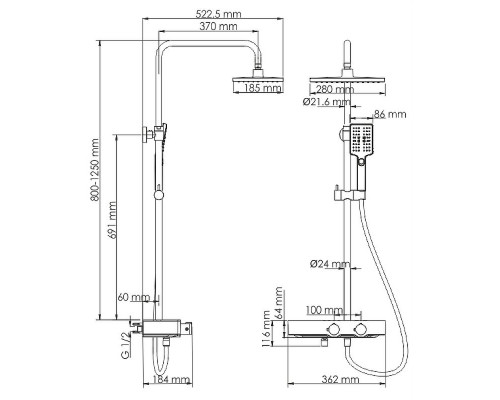 Купить Душевая система WasserKRAFT Thermo A11301 с термостатом Хром Белая в магазине сантехники Santeh-Crystal.ru