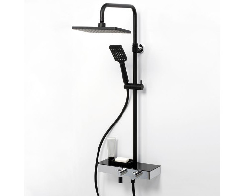 Заказать Душевая система WasserKRAFT Thermo A11401 с термостатом Черная матовая Хром в магазине сантехники Santeh-Crystal.ru