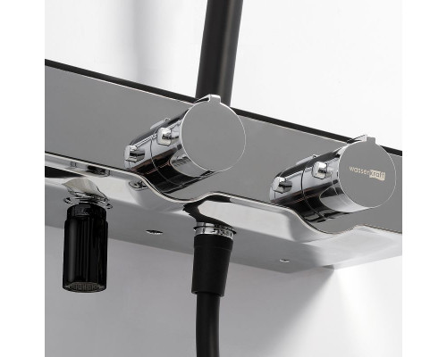 Заказать Душевая система WasserKRAFT Thermo A11401 с термостатом Черная матовая Хром в магазине сантехники Santeh-Crystal.ru