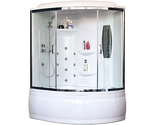Приобрести Душевой бокс Royal Bath ALP 170x100 RB170ALP-T-CH-L с гидромассажем стекло прозрачное задняя стенка Белая в магазине сантехники Santeh-Crystal.ru