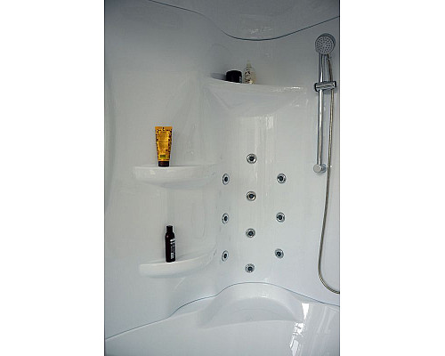 Приобрести Душевой бокс Royal Bath ALP 150x100 RB150ALP-T-CH-L с гидромассажем стекло прозрачное задние стенки Белые в магазине сантехники Santeh-Crystal.ru