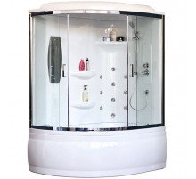 Душевой бокс Royal Bath ALP 150x100 RB150ALP-T-CH-R с гидромассажем стекло прозрачное задние стенки Белые