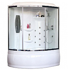 Душевой бокс Royal Bath ALP 150x100 RB150ALP-T-CH-R с гидромассажем стекло прозрачное задние стенки Белые