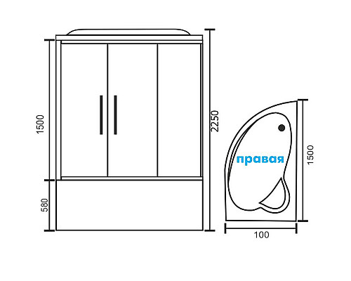 Заказать Душевой бокс Royal Bath ALP 150x100 RB150ALP-C-R с гидромассажем в магазине сантехники Santeh-Crystal.ru
