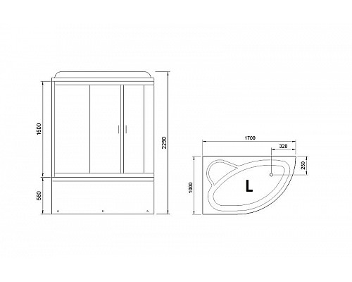 Купить Душевой бокс Royal Bath ALP 170x100 RB170ALP-T-L с гидромассажем в магазине сантехники Santeh-Crystal.ru