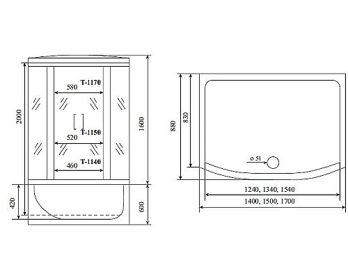 Заказать Душевой бокс Timo Standart 170x88 T-6670S без гидромассажа в магазине сантехники Santeh-Crystal.ru