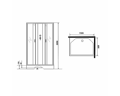 Заказать Душевая кабина Niagara Classic 110х80 NG-43185-14QBK без гидромассажа в магазине сантехники Santeh-Crystal.ru