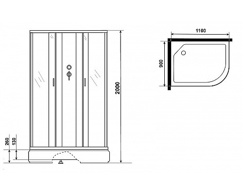 Купить Душевая кабина Niagara Classic 110х90 L NG-33194-14LBKG с гидромассажем в магазине сантехники Santeh-Crystal.ru