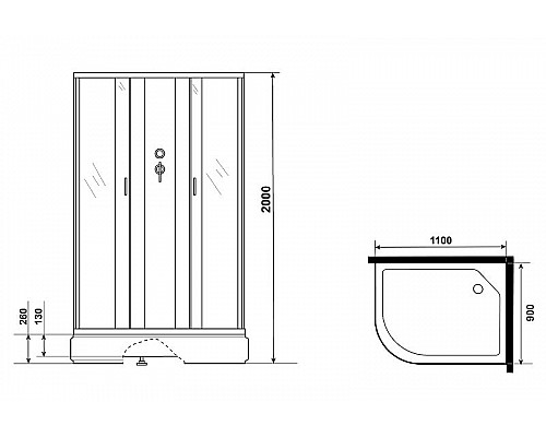 Заказать Душевая кабина Niagara Classic 110х90 R NG-33194-14RBKG с гидромассажем в магазине сантехники Santeh-Crystal.ru
