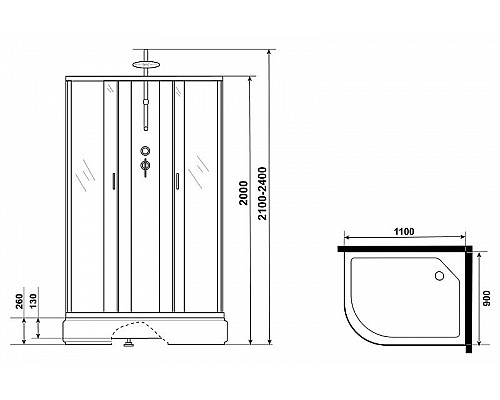 Приобрести Душевая кабина Niagara Classic 110х90 R NG-33194-14RBKT без гидромассажа в магазине сантехники Santeh-Crystal.ru