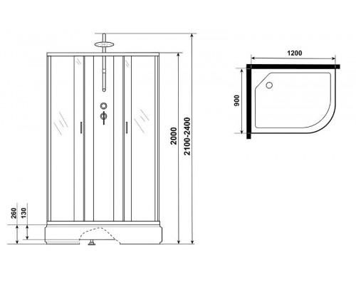 Приобрести Душевая кабина Niagara Classic 120х90 L NG-33294-14LBKTG с гидромассажем в магазине сантехники Santeh-Crystal.ru