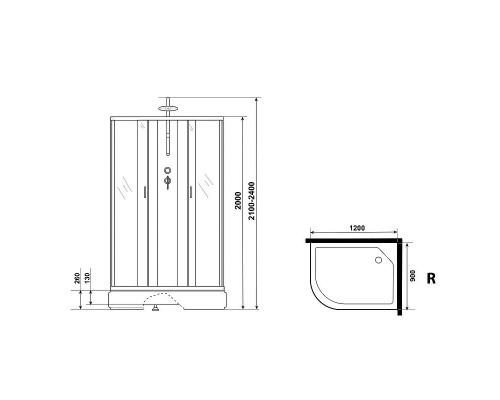 Купить Душевая кабина Niagara Classic 120х90 R NG-33294-14RBKTG с гидромассажем в магазине сантехники Santeh-Crystal.ru