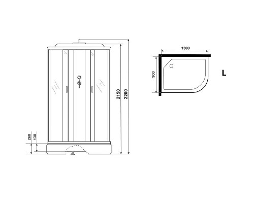 Заказать Душевая кабина Niagara Classic 130х90 L NG-33394-14LBK без гидромассажа в магазине сантехники Santeh-Crystal.ru