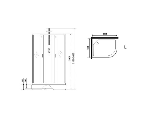 Заказать Душевая кабина Niagara Classic 130х90 L NG-33394-14LBKTG с гидромассажем в магазине сантехники Santeh-Crystal.ru