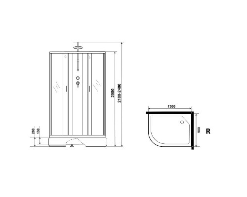 Купить Душевая кабина Niagara Classic 130х90 R NG-33394-14RBKTG с гидромассажем в магазине сантехники Santeh-Crystal.ru