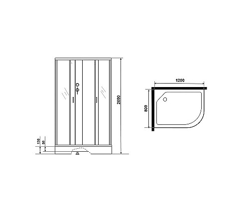 Приобрести Душевая кабина Niagara Classic 120х80 L NG-3512-14LBKG с гидромассажем в магазине сантехники Santeh-Crystal.ru