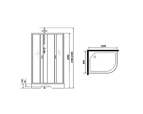 Приобрести Душевая кабина Niagara Classic 120х80 L NG-3512-14LBKT без гидромассажа в магазине сантехники Santeh-Crystal.ru