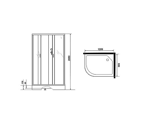 Заказать Душевая кабина Niagara Classic 120х80 R NG-3512-14RBK без гидромассажа в магазине сантехники Santeh-Crystal.ru