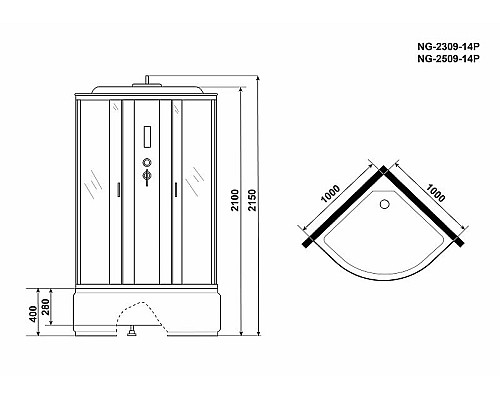 Купить Душевая кабина Niagara Classic 100x100 NG-2309-14P без гидромассажа в магазине сантехники Santeh-Crystal.ru