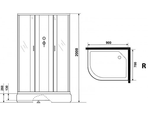 Заказать Душевая кабина Niagara Classic 90х70 R NG-33974-14RBK без гидромассажа в магазине сантехники Santeh-Crystal.ru