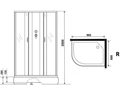 Приобрести Душевая кабина Niagara Classic 90х80 R NG-33984-14RBK без гидромассажа в магазине сантехники Santeh-Crystal.ru