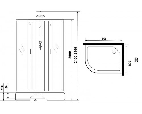 Приобрести Душевая кабина Niagara Classic 90х80 R NG-33984-14RBKTG с гидромассажем в магазине сантехники Santeh-Crystal.ru