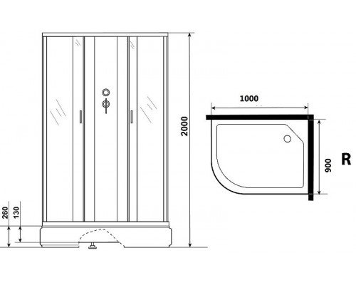 Заказать Душевая кабина Niagara Classic 100х90 R NG-33094-14RBKG с гидромассажем в магазине сантехники Santeh-Crystal.ru