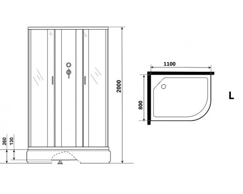 Заказать Душевая кабина Niagara Classic 110х80 L NG-33184-14LBK без гидромассажа в магазине сантехники Santeh-Crystal.ru
