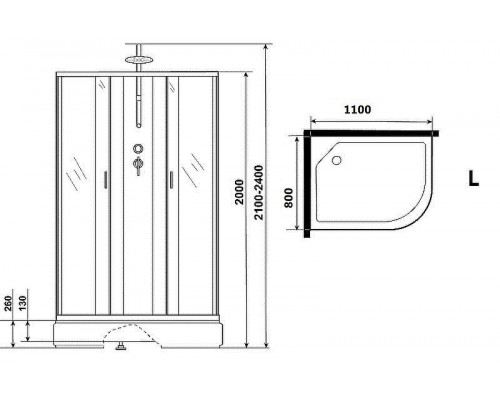 Купить Душевая кабина Niagara Classic 110х80 L NG-33184-14LBKTG с гидромассажем в магазине сантехники Santeh-Crystal.ru