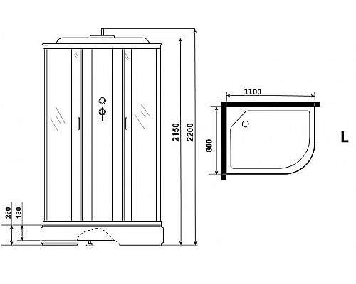 Заказать Душевая кабина Niagara Classic 110х80 L NG-33184-14LG с гидромассажем в магазине сантехники Santeh-Crystal.ru