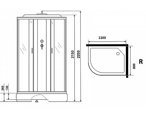 Заказать Душевая кабина Niagara Classic 110х80 R NG-33184-14RP без гидромассажа в магазине сантехники Santeh-Crystal.ru