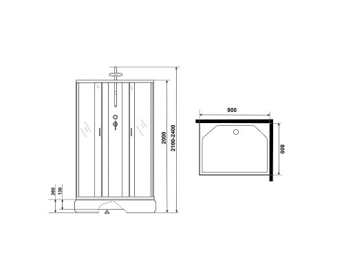 Заказать Душевая кабина Niagara Classic 90х80 NG-33984-14QBKT без гидромассажа в магазине сантехники Santeh-Crystal.ru