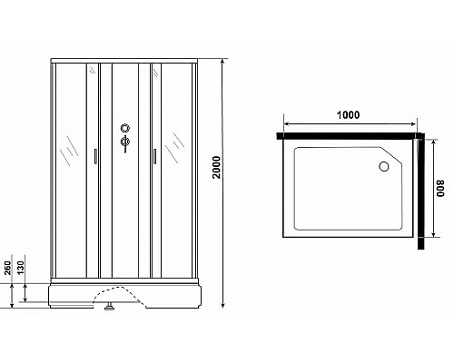 Заказать Душевая кабина Niagara Classic 100х80 NG-33084-14QBK без гидромассажа в магазине сантехники Santeh-Crystal.ru