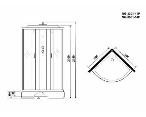 Приобрести Душевая кабина Niagara Classic 90x90 NG-3501-14P без гидромассажа в магазине сантехники Santeh-Crystal.ru