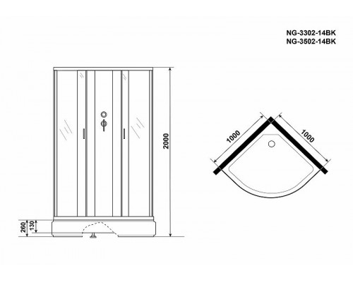 Заказать Душевая кабина Niagara Classic 100x100 NG-3502-14BK без гидромассажа в магазине сантехники Santeh-Crystal.ru