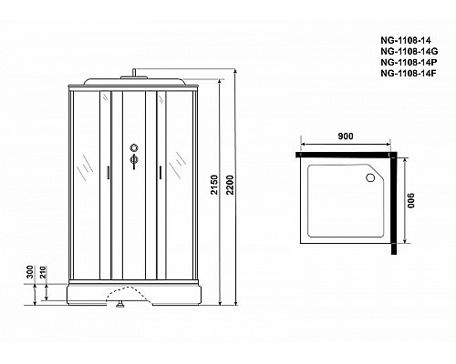 Приобрести Душевая кабина Niagara Classic 90x90 NG-1108-14G с гидромассажем в магазине сантехники Santeh-Crystal.ru