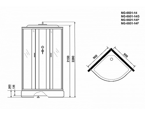 Приобрести Душевая кабина Niagara Classic 90x90 NG-6501-14P без гидромассажа в магазине сантехники Santeh-Crystal.ru