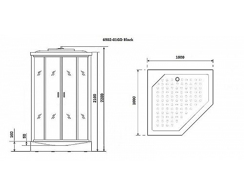 Santeh-Crystal.ru: Душевая кабина Niagara Premium 100x100 NG-6902-01GD Black с гидромассажем Заказать Душевая кабина Niagara Premium 100x100 NG-6902-01GD Black с гидромассажем в магазине сантехники Santeh-Crystal.ru