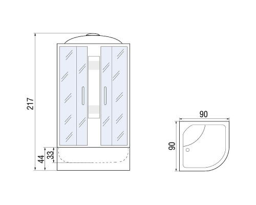 Приобрести Душевая кабина River Amur 90x90 МТ 10000001375 с поддоном в магазине сантехники Santeh-Crystal.ru
