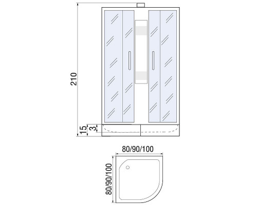Купить Душевая кабина River Nara Light 90x90 МТ Б/К 10000002911 с поддоном в магазине сантехники Santeh-Crystal.ru