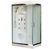 Душевая кабина Royal Bath HP 120х80 RB8120HP7-WT-CH-L с гидромассажем стекло прозрачное задняя стенка Белая