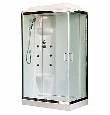 Душевая кабина Royal Bath HP 120х80 RB8120HP7-WT-CH-L с гидромассажем стекло прозрачное задняя стенка Белая