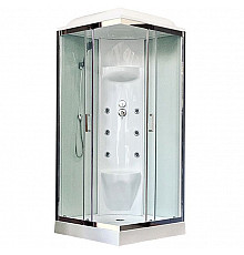 Душевая кабина Royal Bath HP 80х80 RB80HP7-WT-CH с гидромассажем стекло прозрачное задняя стенка Белая