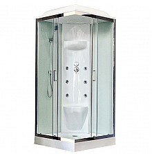 Душевая кабина Royal Bath HP 90х90 RB90HP7-WT-CH с гидромассажем стекло прозрачное задняя стенка Белая