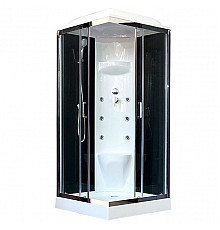Душевая кабина Royal Bath HP 90х90 RB90HP7-BT-CH с гидромассажем стекло прозрачное задняя стенка Черная