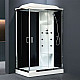 Заказать Душевая кабина Royal Bath HP 120х80 RB8120HP7-BT-CH-R с гидромассажем стекло прозрачное задняя стенка Черная в магазине сантехники Santeh-Crystal.ru